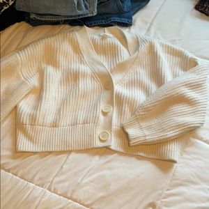 White Cropped cardigan sweater